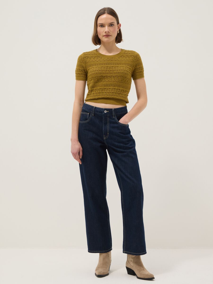 Yellow pure cotton regular fit knitted shirt_1