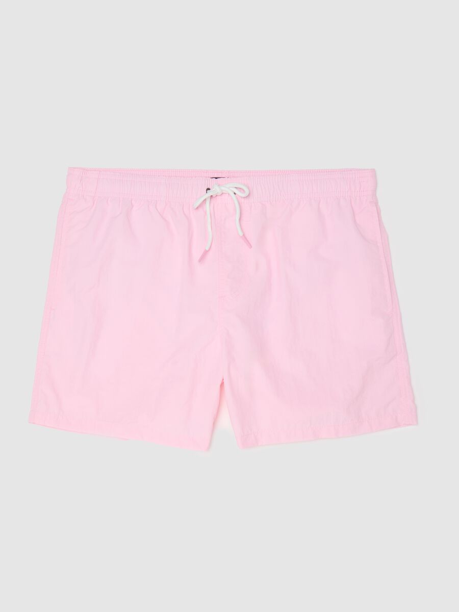 Pink swim trunks in mixed materials_4