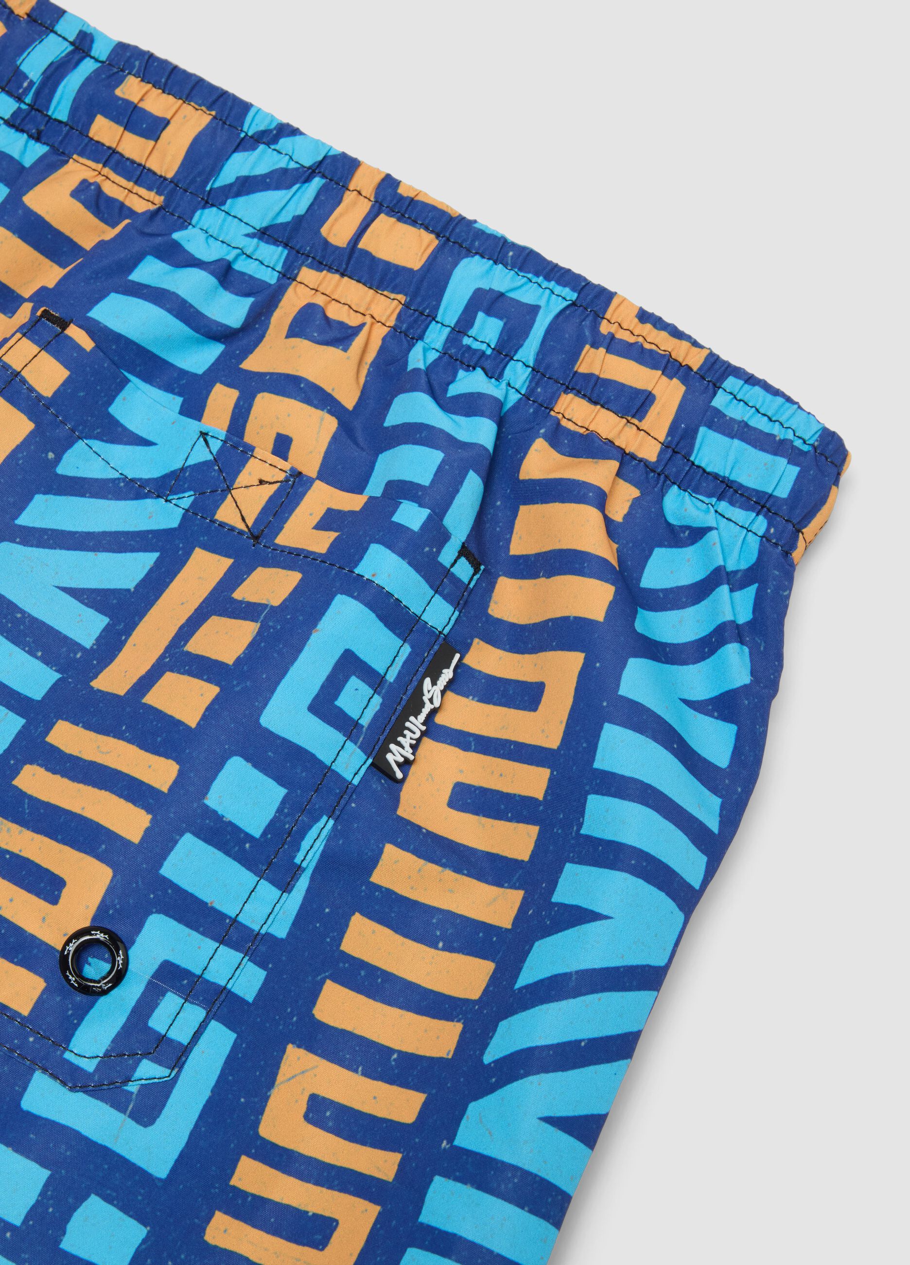 Multicolour geometric print swim shorts