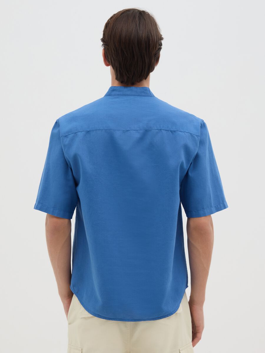 Men's Blue Cotton Blend Regular Fit Shirt_3