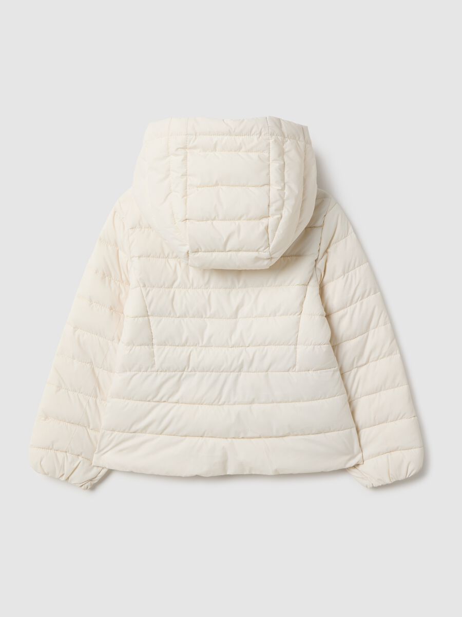 White padded regular fit girl's jacket with hood_1