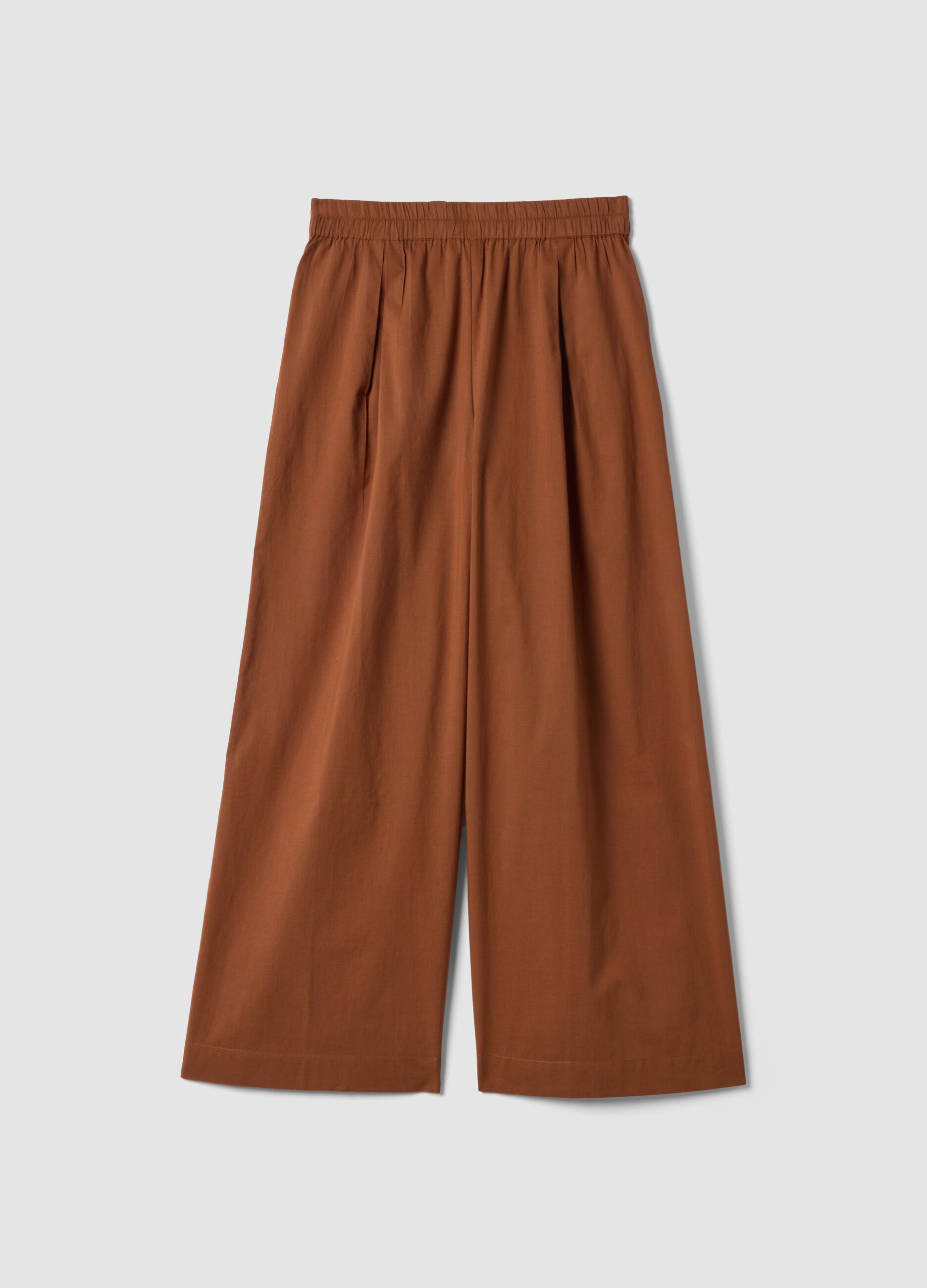 Brown regular-fit pure cotton trousers