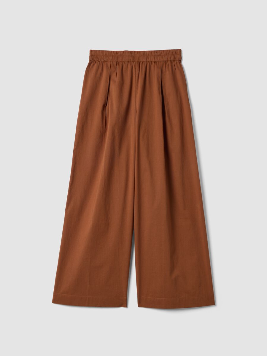Brown regular-fit pure cotton trousers_4