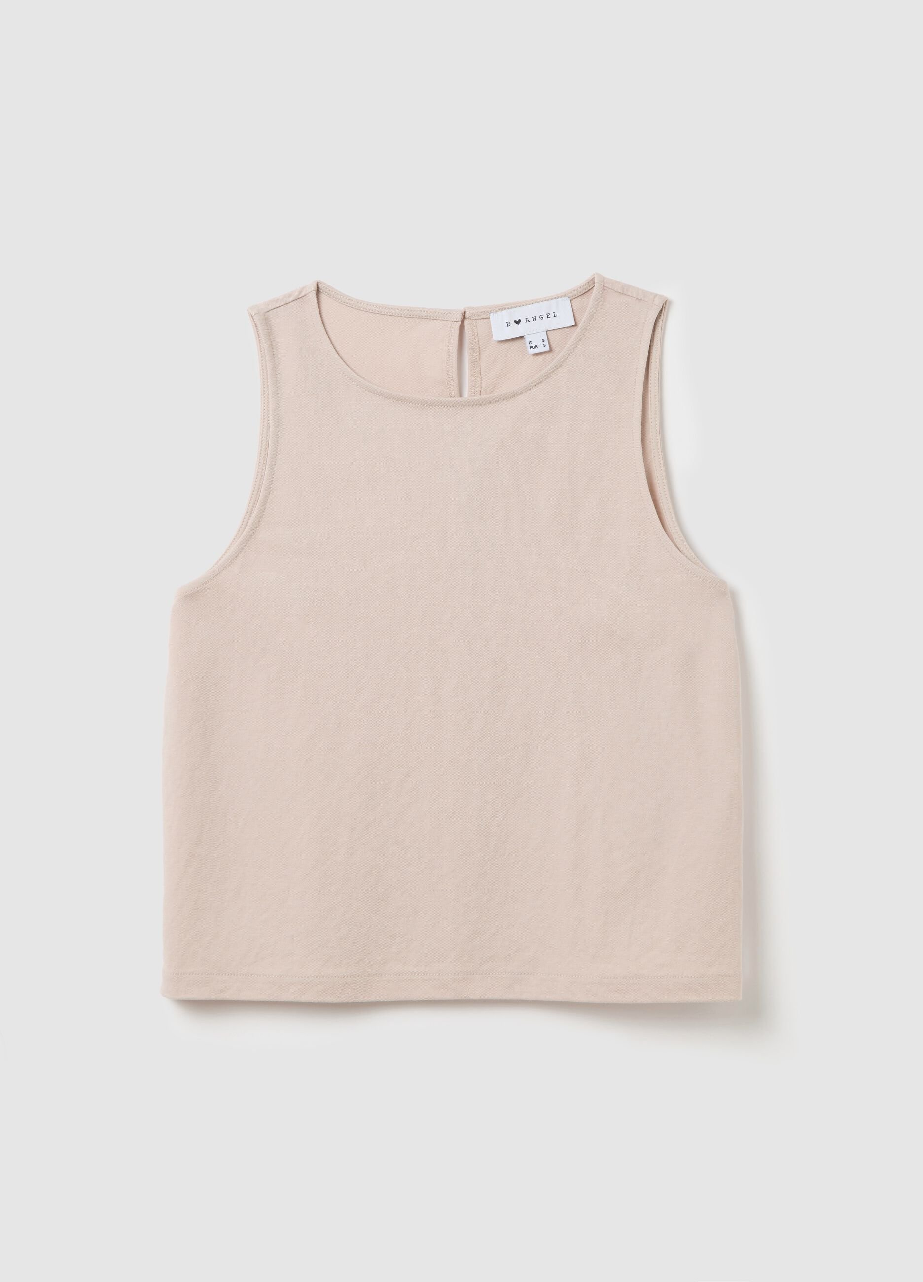 Women's cropped waist top in beige viscose blend with regular fit