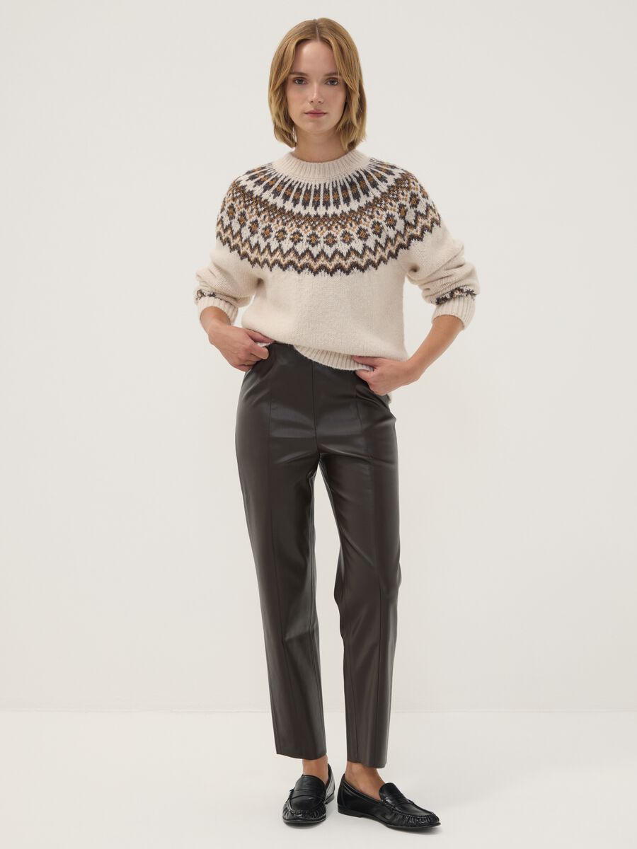 Leggings marroni slim fit con vita regular ed elastico_0