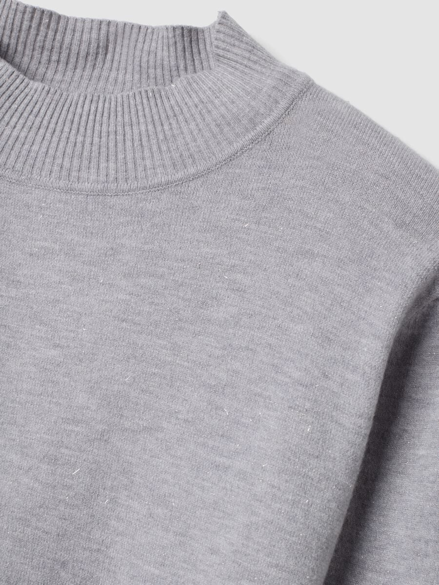 Grey viscose-blend jumper with high neck, regular fit_1
