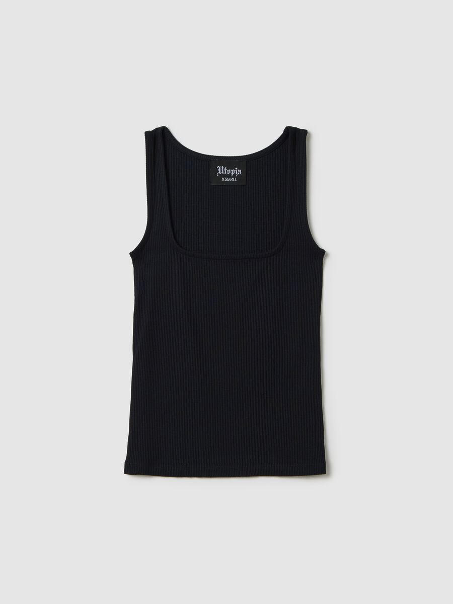 Square Neck Black Tank Top_5