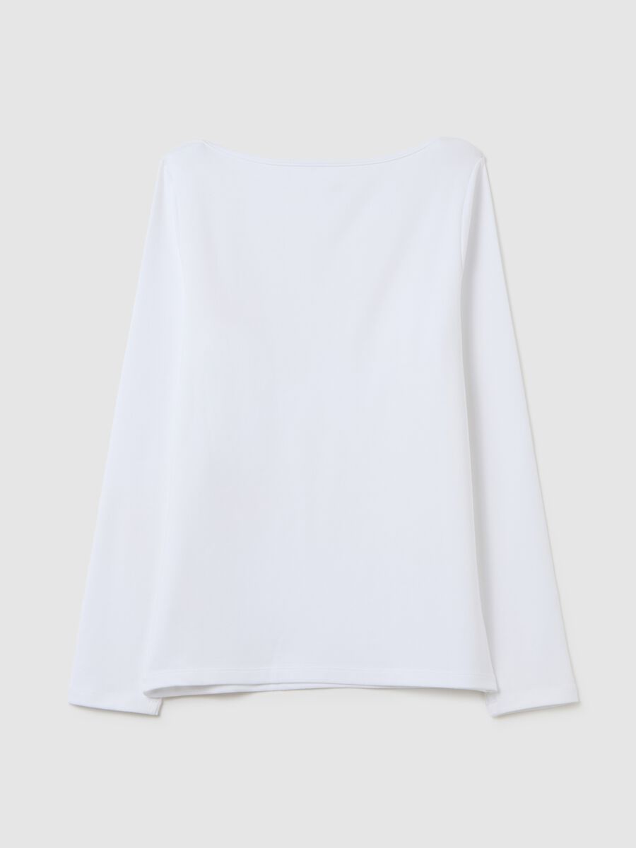 T-shirt scollo a barchetta in cotone e modal_3
