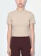 Beige fitted stretch-cotton T-shirt with high neck_3