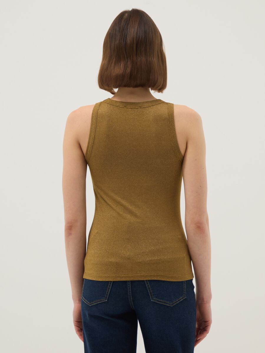 Yellow glitter top regular fit with thin straps_3