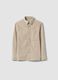 Beige ribbed shirt with buttons and chest pocket_0