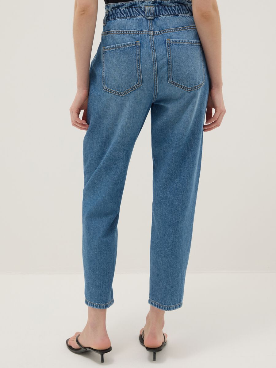 Pantaloni baggy in puro cotone blu_2