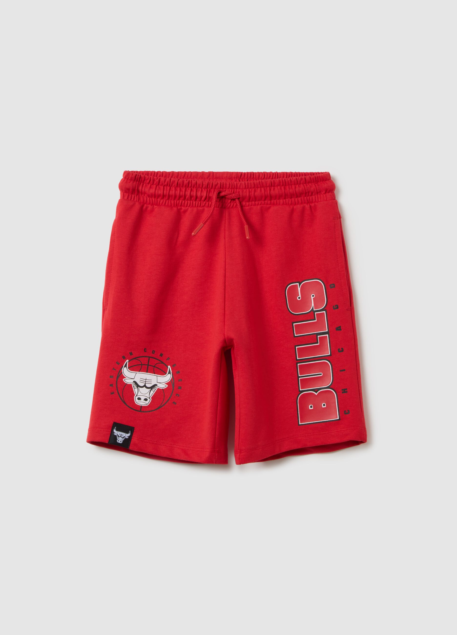 Short da bambino in puro cotone rosso regular fit con girovita elasticizzato