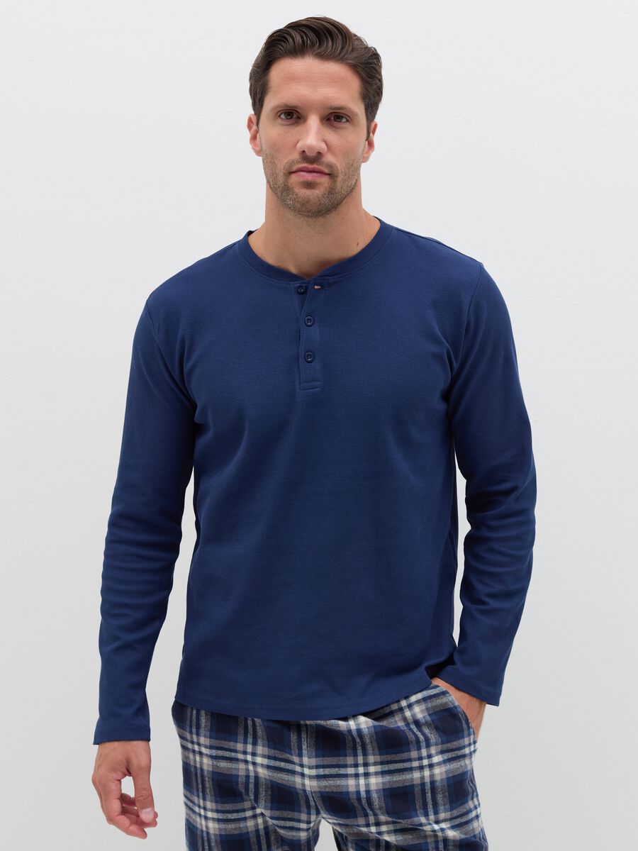 Full-length pyjamas with granddad neckline top_1