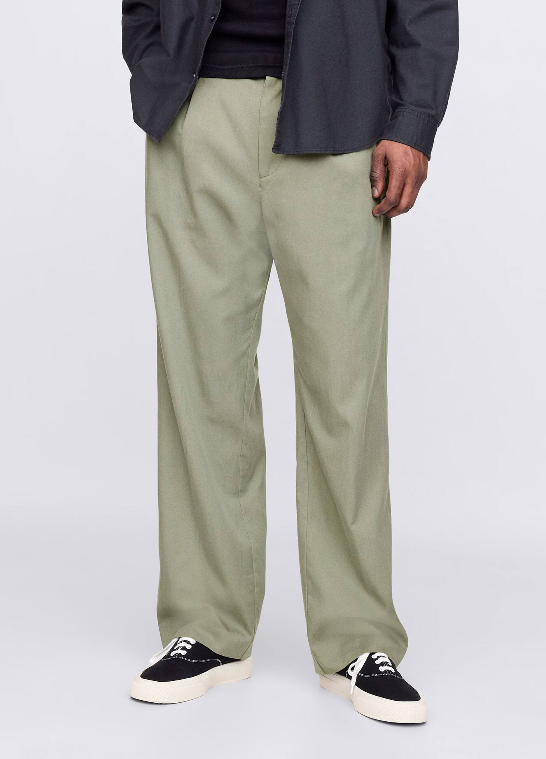 Green wide-leg trousers in Lyocell and cotton