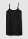 Black slip dress in cotton-linen blend_0