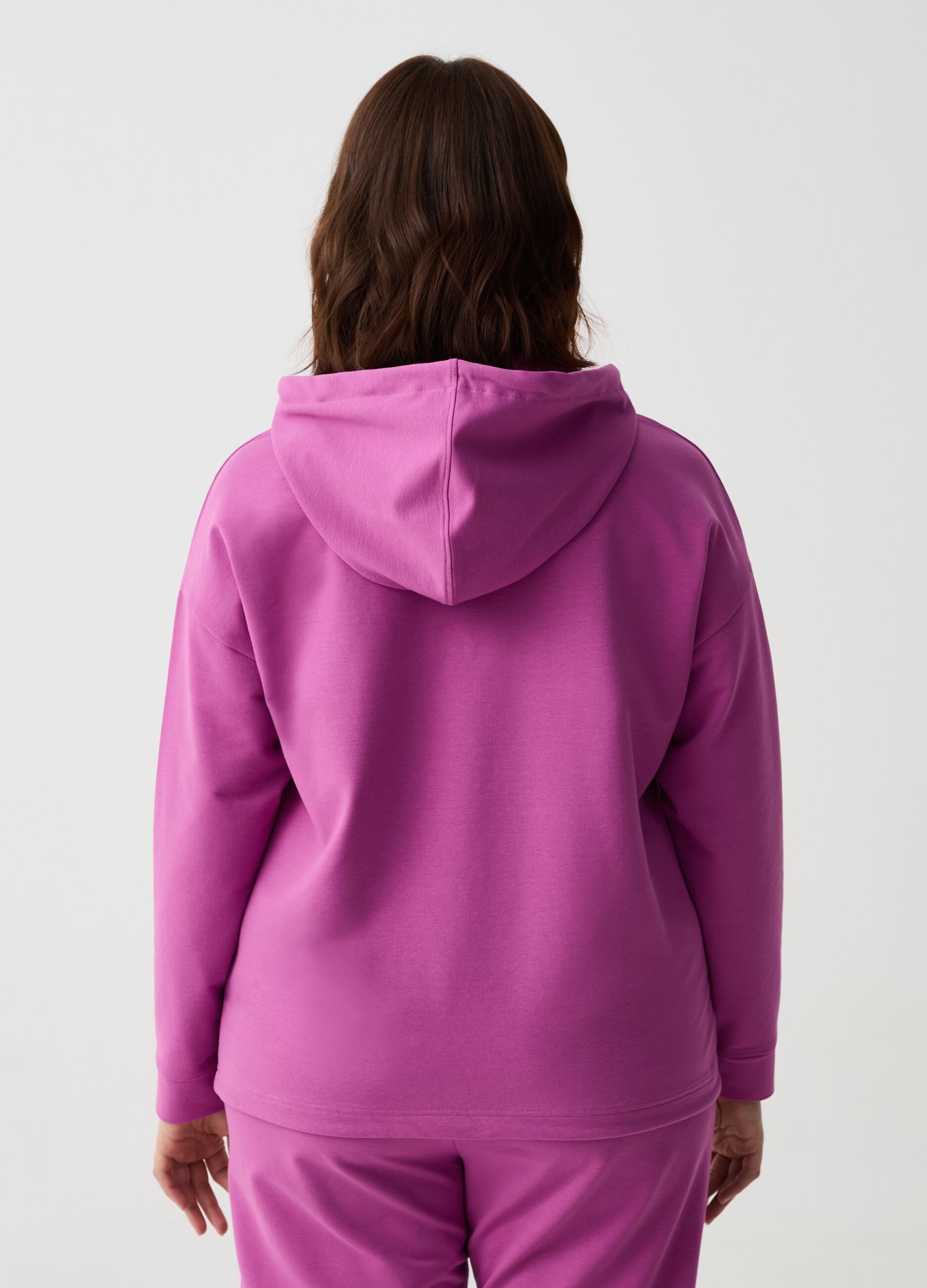 Curvy sweatshirt with hood and drawstring