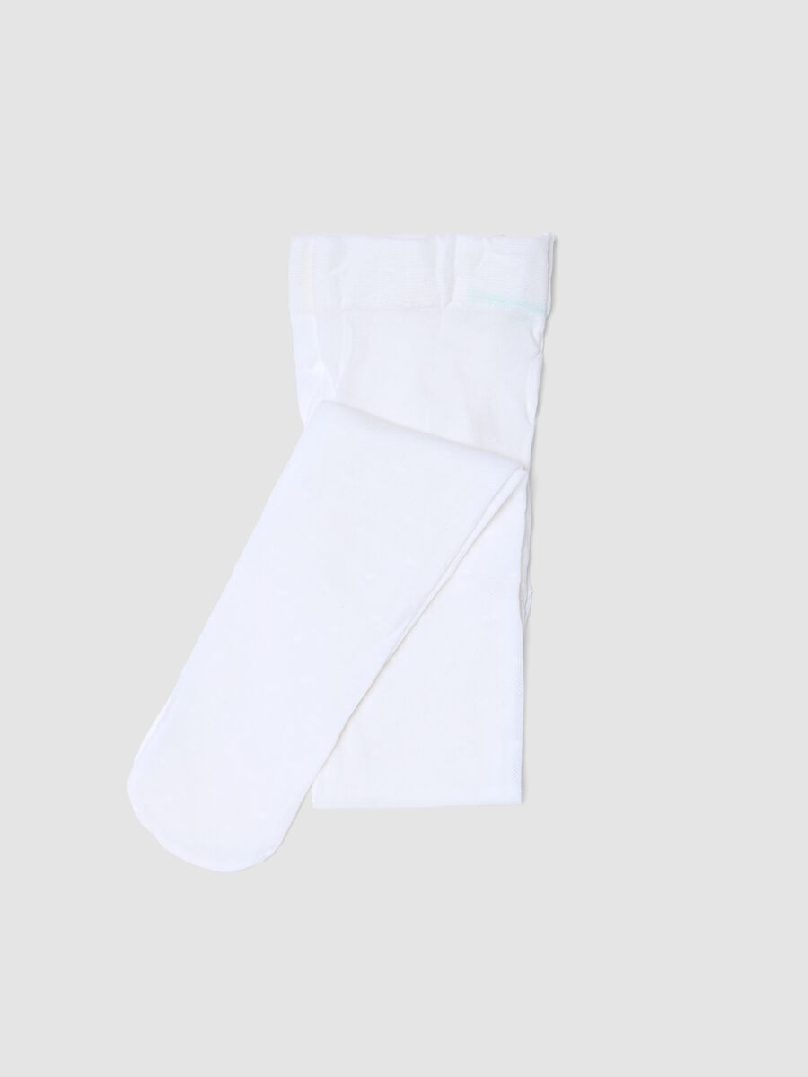 Comfortable white stretchy tights for girls_0