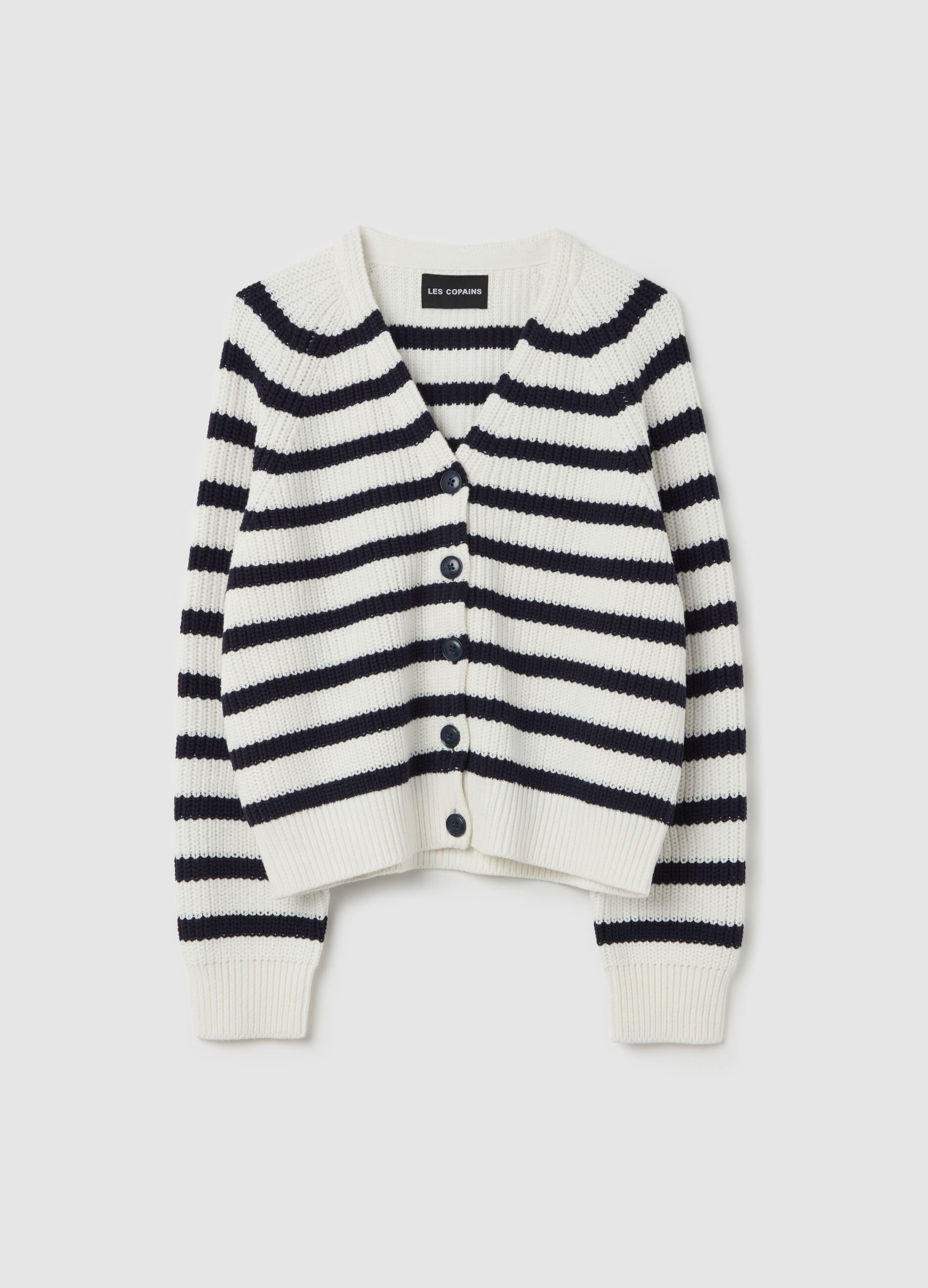 Striped cardigan with raglan sleeves