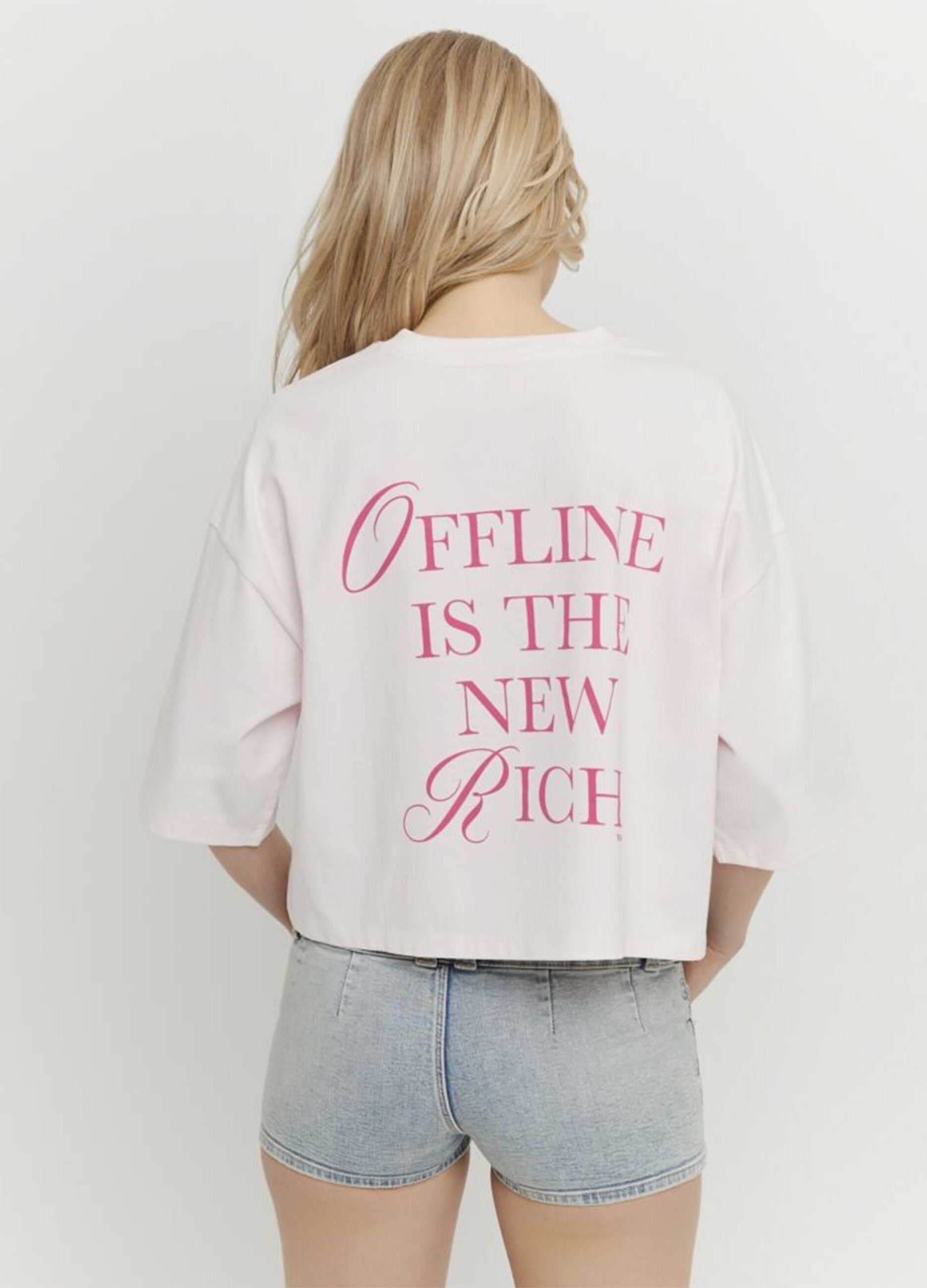 Pink pure cotton short-sleeve T-shirt
