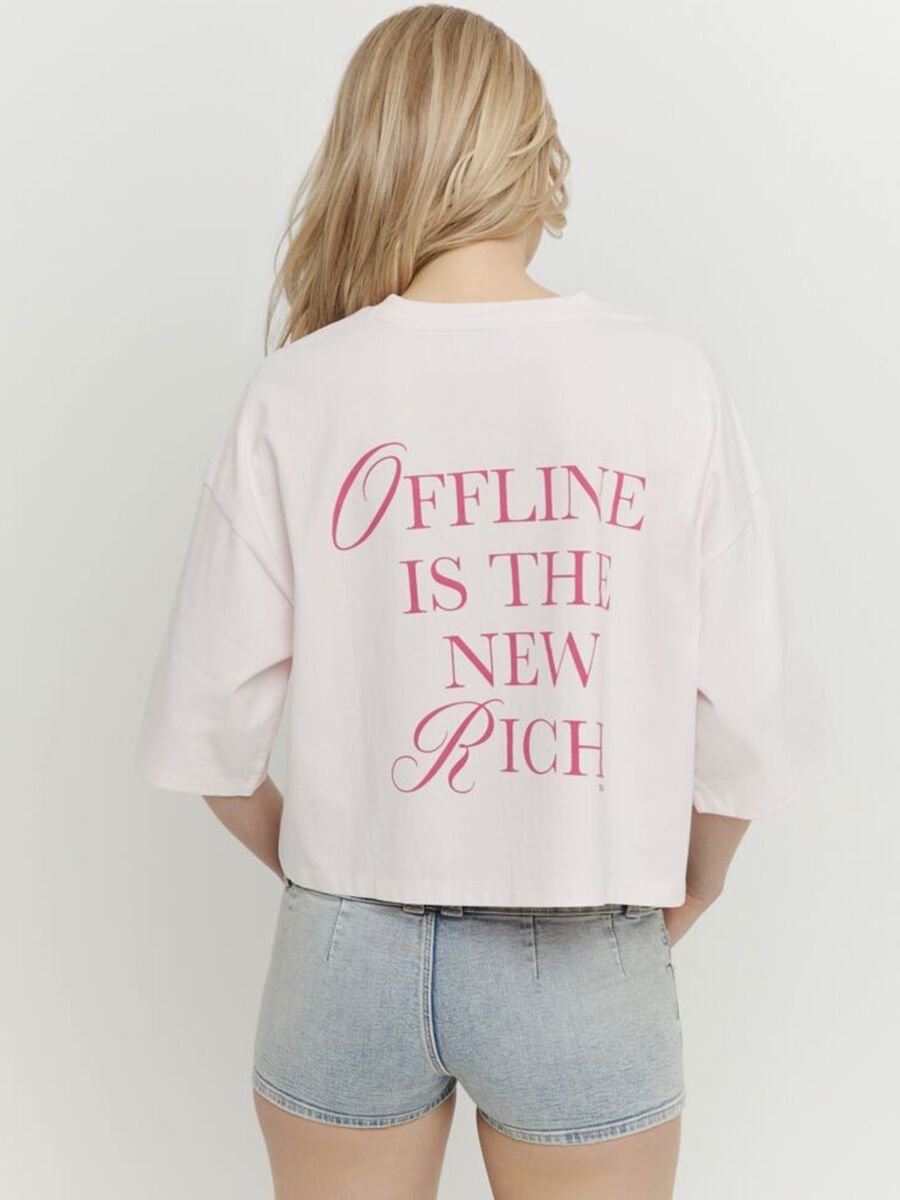 T-shirt rosa in puro cotone con stampa regular fit_2