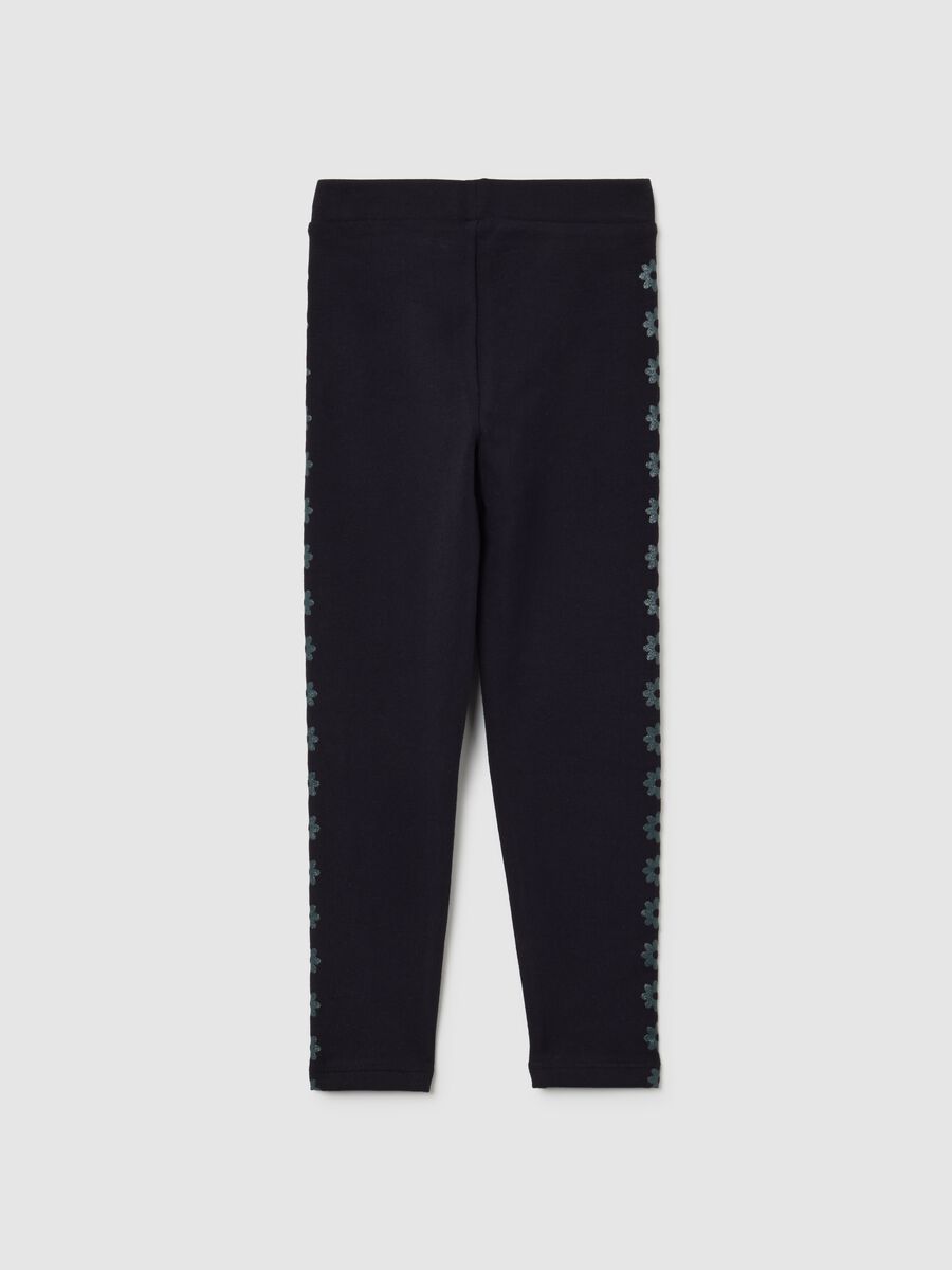 Girls' black skinny cotton blend leggings_1