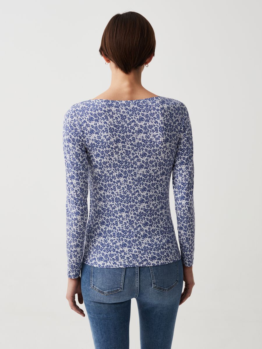 Floral T-shirt with boat neck_2