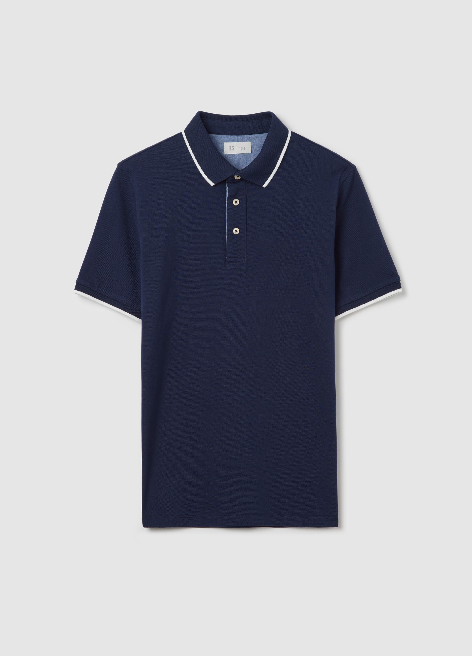 Polo a maniche corte blu in cotone