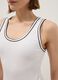 White stretch cotton tank top with border regular fit_3