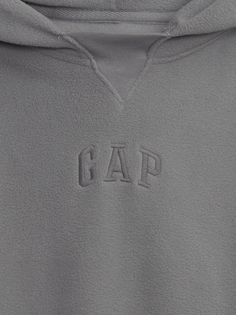 Fleece sweatshirt with hood and mini logo embroidery_2