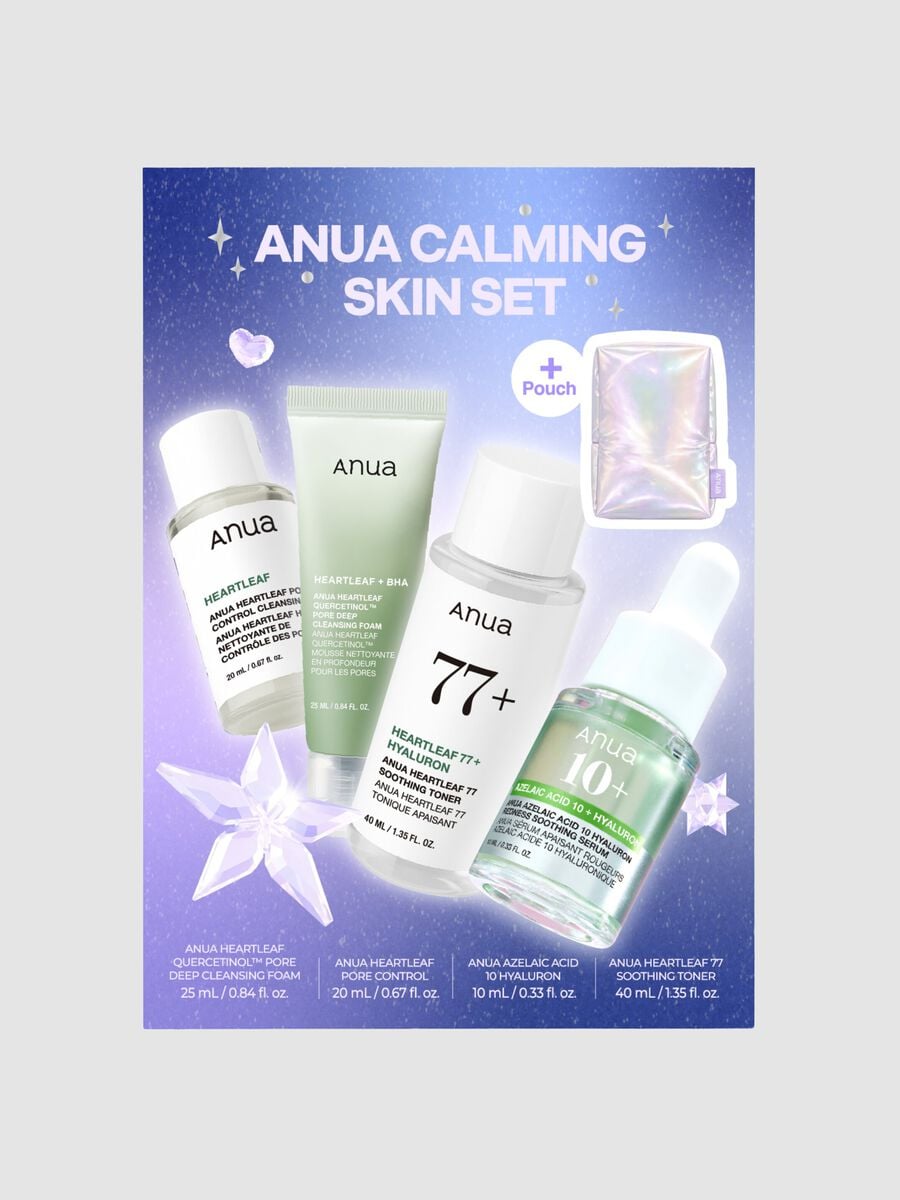 Anua Holiday Calming Skin Set: Foaming Cleanser 25 ml, Cleansing Oil 20 ml, Soothing Toner 40 ml, Treatment 10 ml - Korean Beauty Care_0
