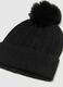 Black knitted beanie hat with pompom_1