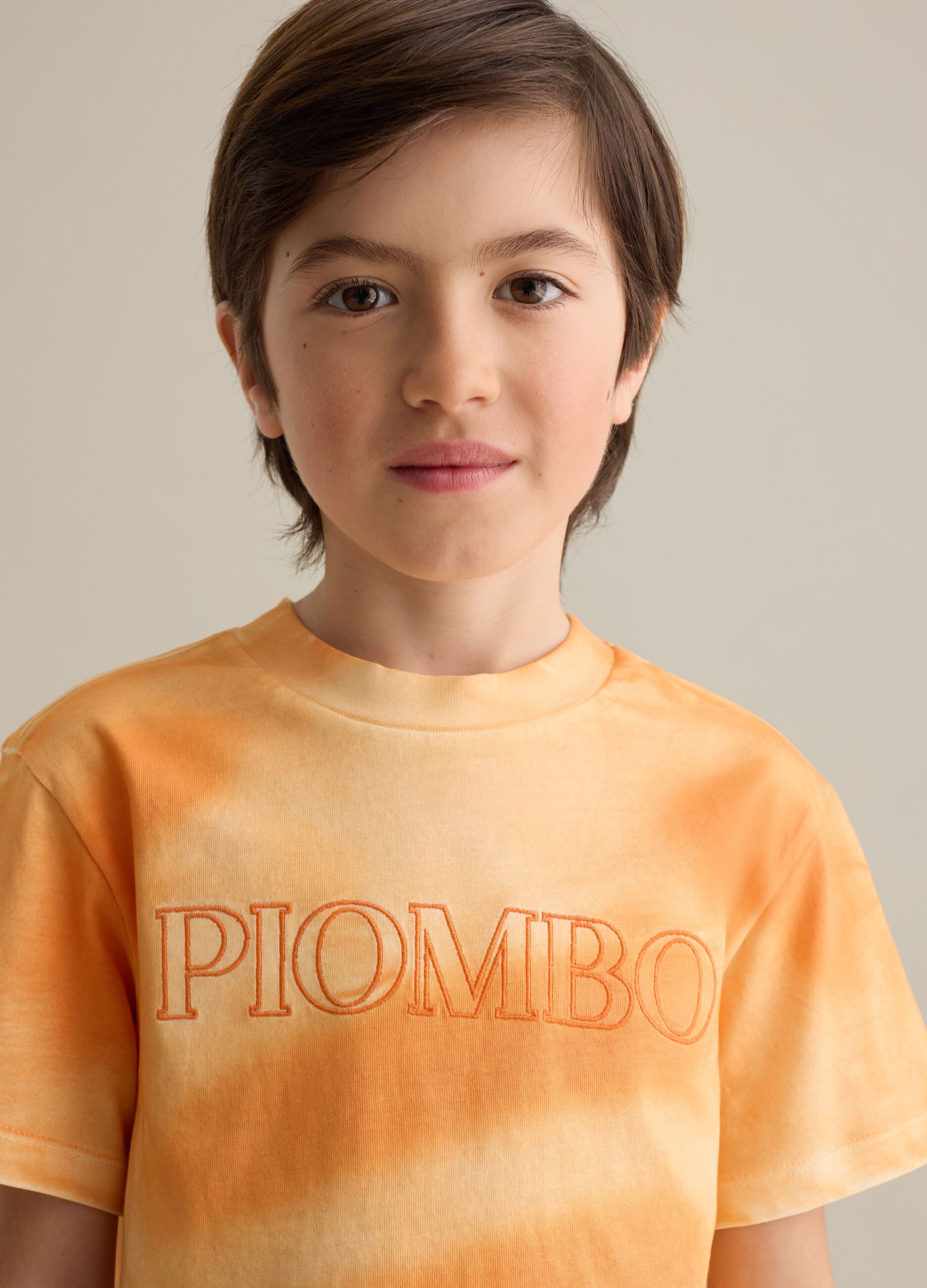 Orange Tie-Dye Patterned T-Shirt by Piombo