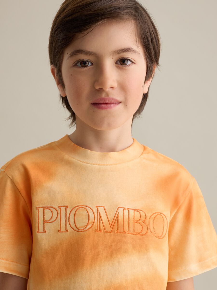 Orange Tie-Dye Patterned T-Shirt by Piombo_1