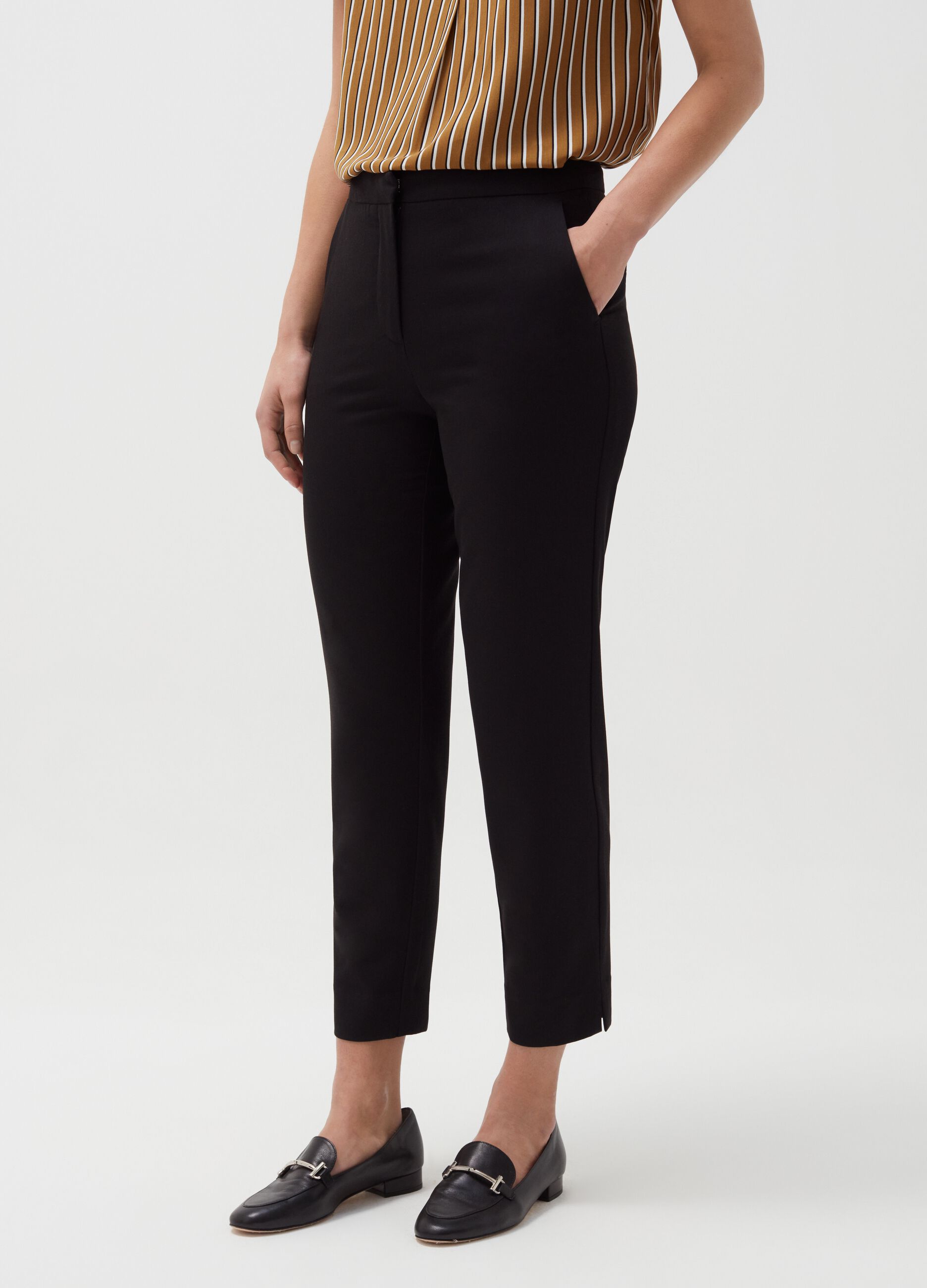 Crop chino trousers in stretch fabric