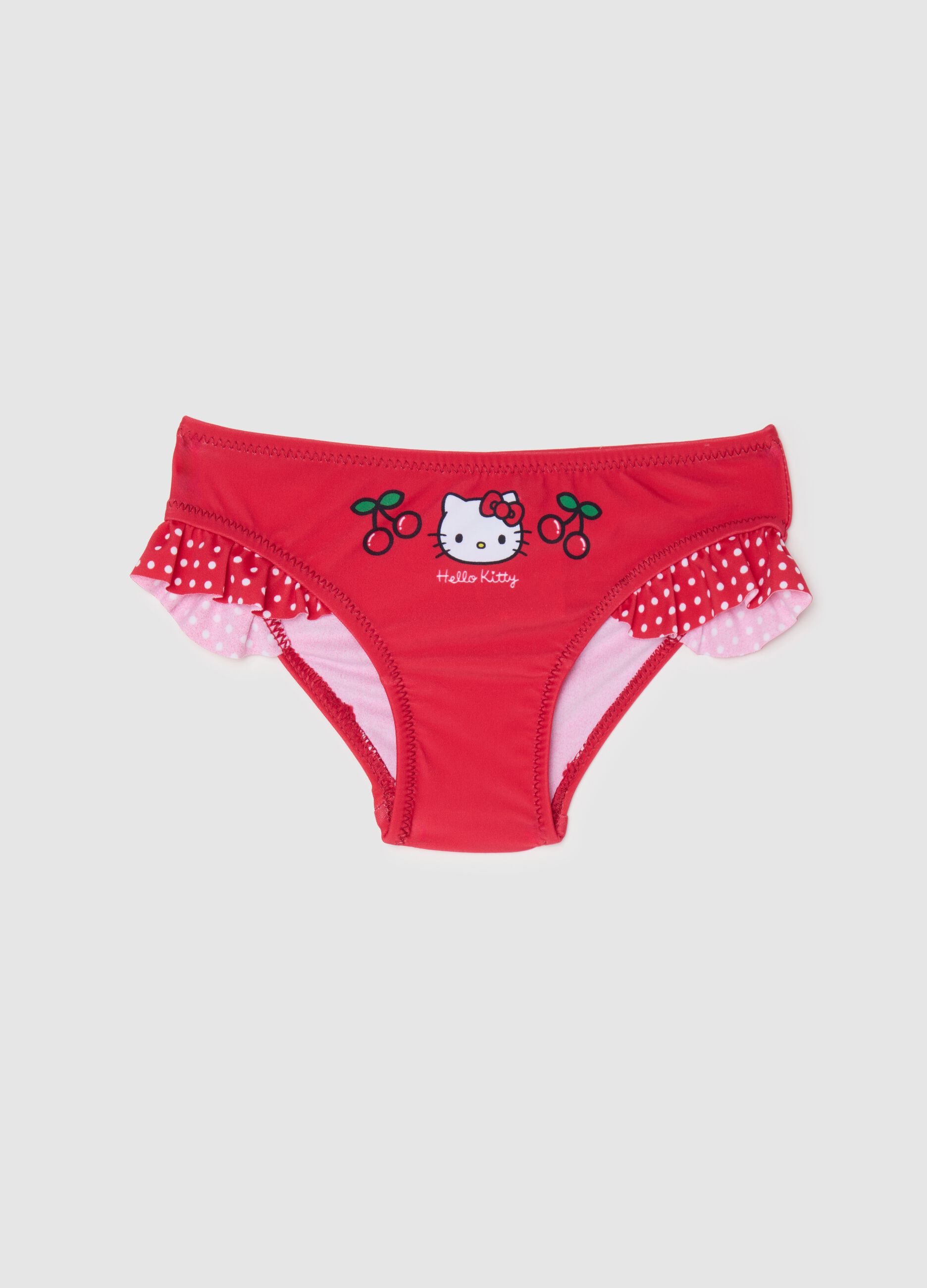 Girls’ swimsuit in red stretch fabric with Hello Kitty print