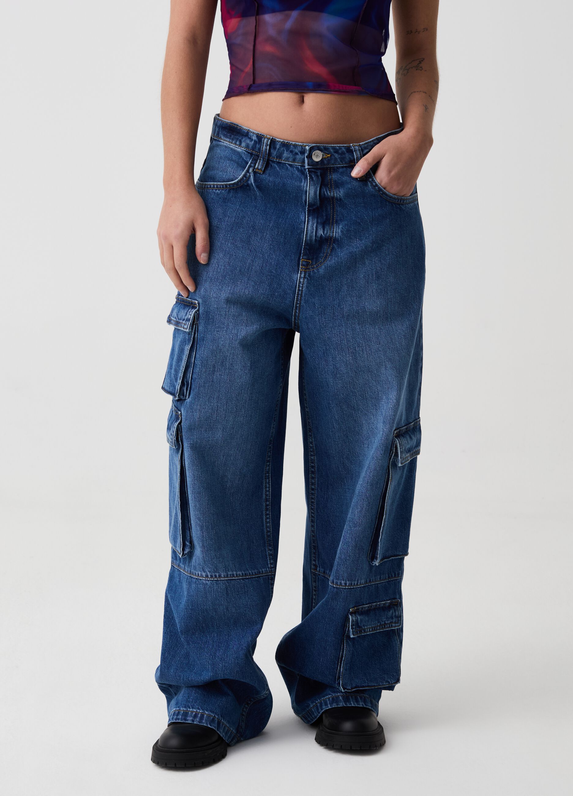 B.ANGEL FOR THE SEA BEYOND multi-pocket cargo jeans