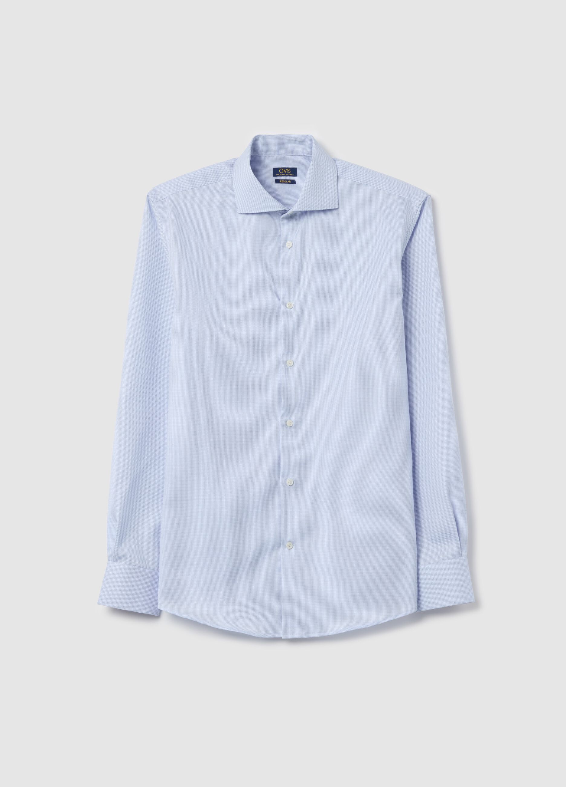 Regular-fit no-iron micro check shirt