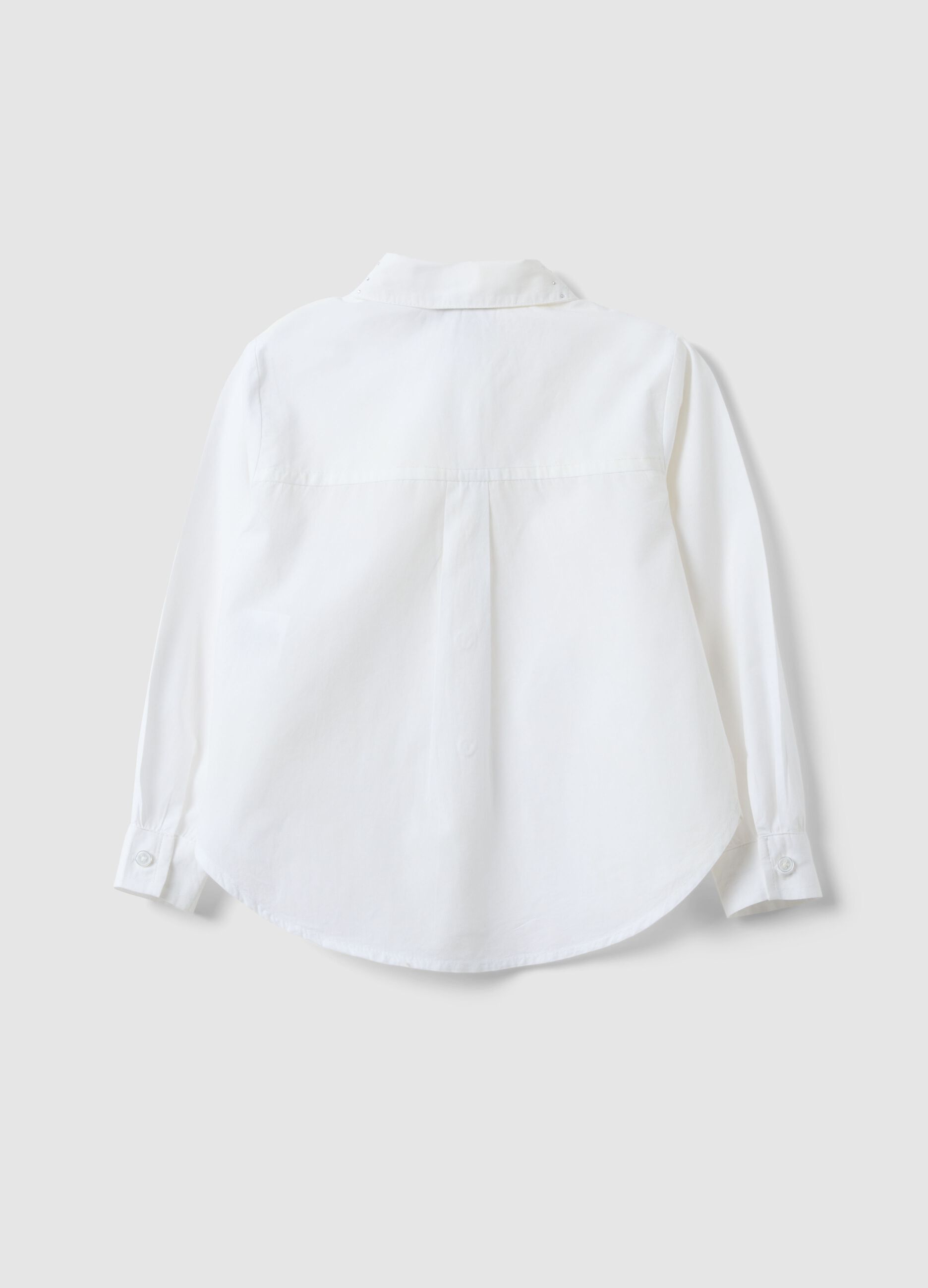 Girls' white long-sleeve shirt in pure cotton