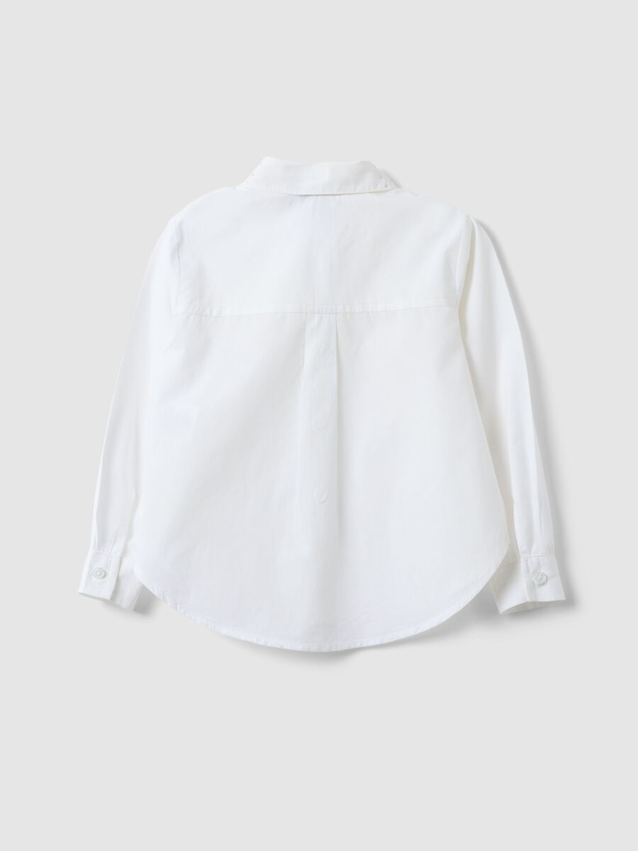 Camicia bianca da bambina a maniche lunghe in puro cotone_1