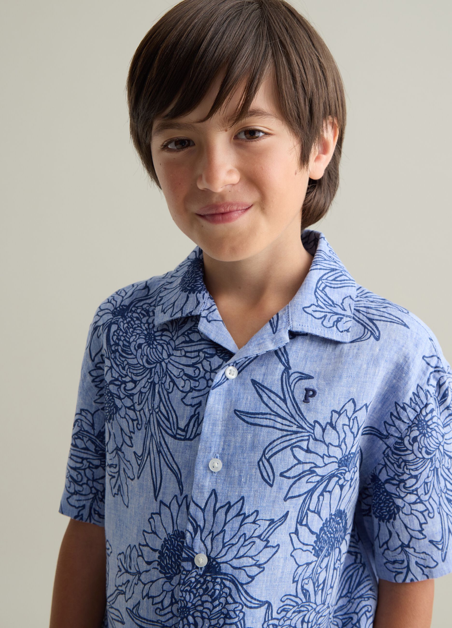Blue Linen Children's Shirt - Regular Fit