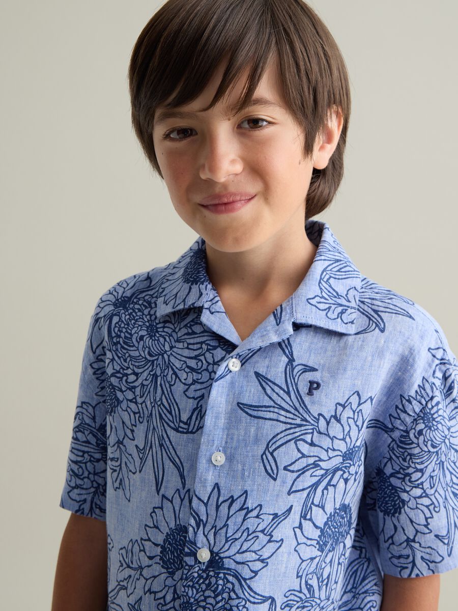 Blue Linen Children's Shirt - Regular Fit_1