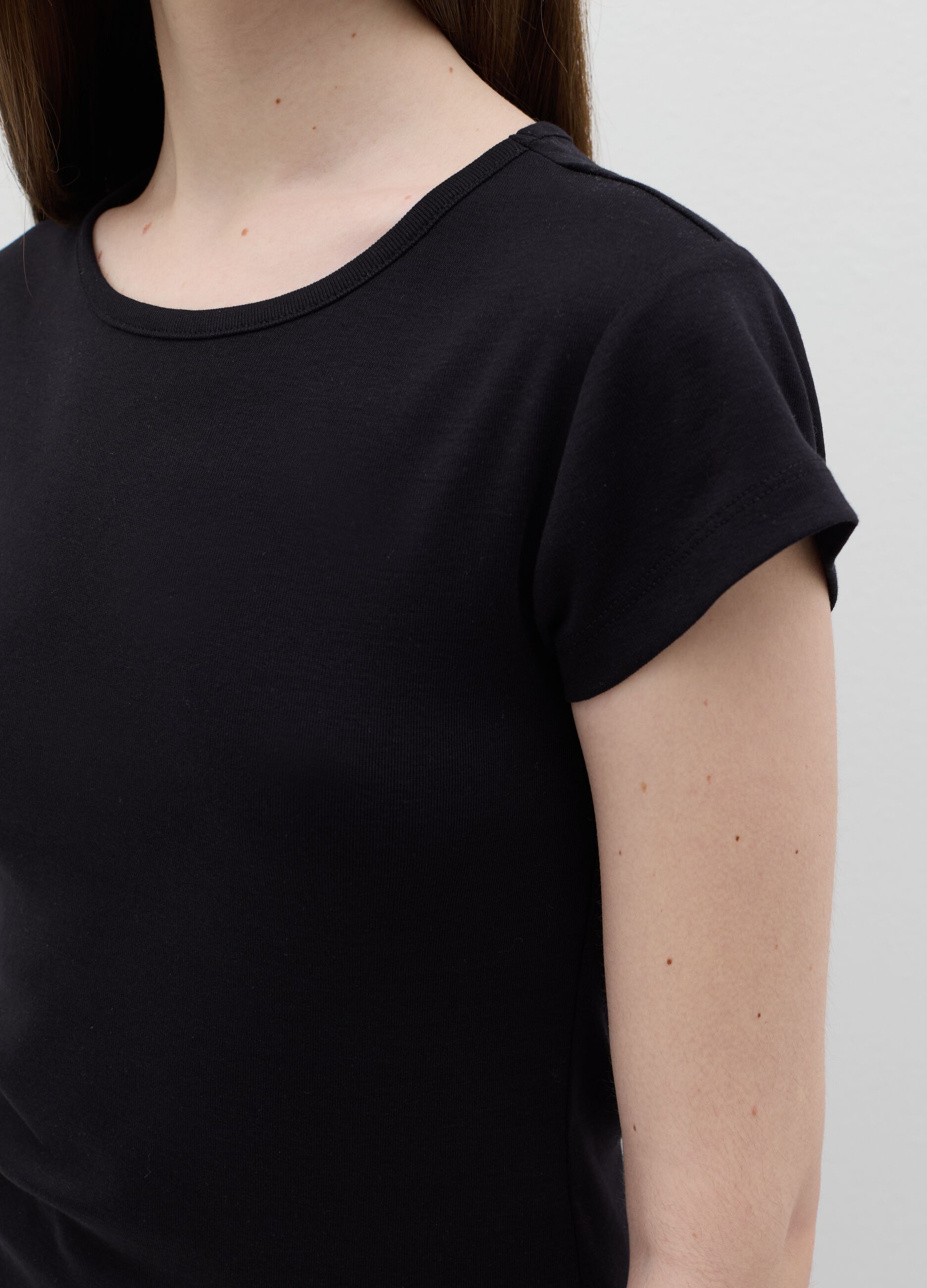 Cotton T-shirt with round neck