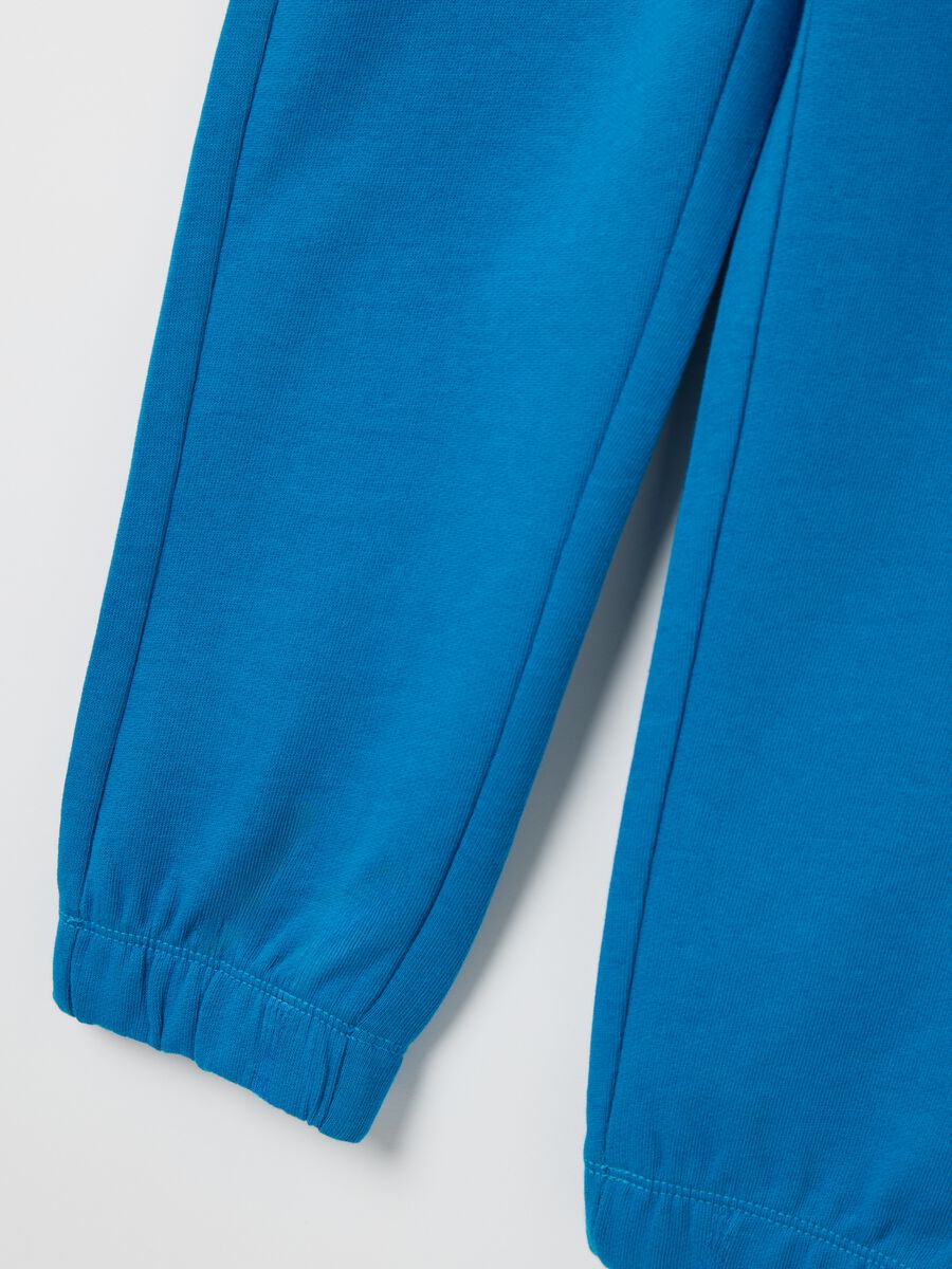 Light blue cotton joggers with drawstring and print_2
