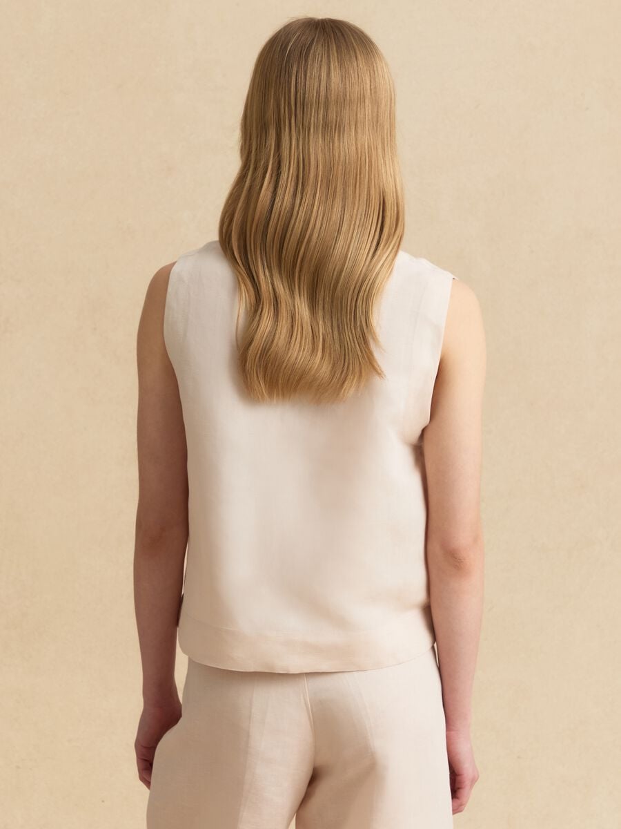 Beige linen-viscose blend top with oversized fit_4