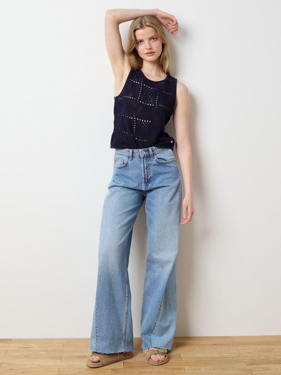 Women's top in pure blue cotton regular fit_1