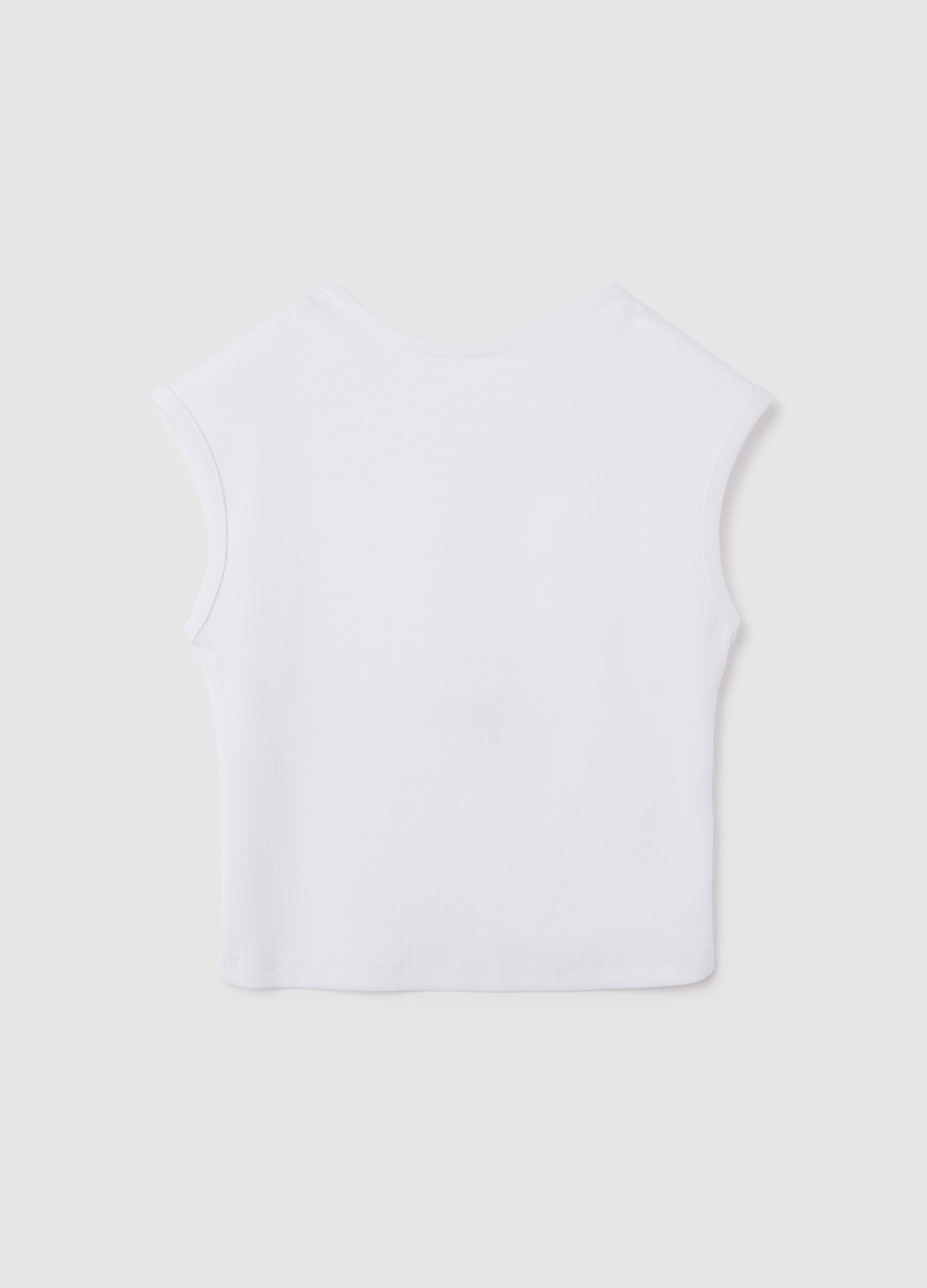White Stretch Cotton Blend Women's Vest