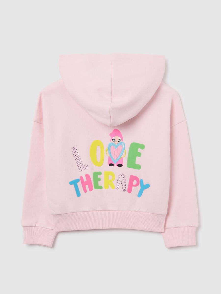 Girls' pink cotton blend hoodie regular fit with zip_1