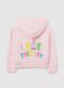 Girls' pink cotton blend hoodie regular fit with zip_1