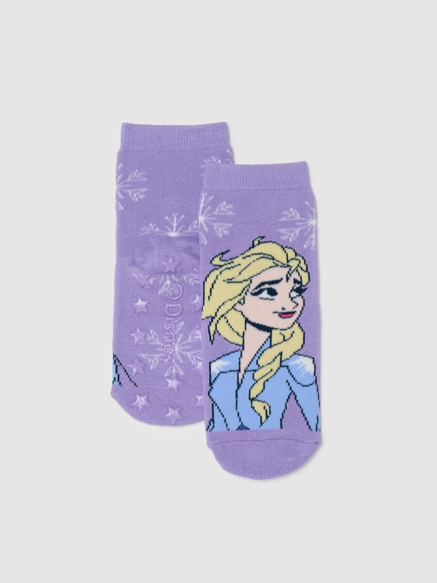 Girls' Regular Fit Purple Cotton Blend Socks with Frozen Print_0